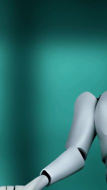 AI robot huminoid uses cloud computing technology to store data on online server . Futuristic concept of cloud information storage analyzed by machine learning process . 3D rendering .