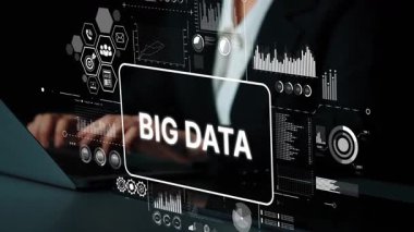 Modern Ofis Ortamı 'nda Grafik ve Grafiklerle Dijital Ekranda Büyük Veri Analizi. Asemptotik akıllı veri analitiği.