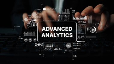 Eller Klavyede Gelişmiş Analitik Veri Görselleştirmesi ve İş Sezgileri Grafikleri ile Yazıyor. Asemptotik akıllı veri analitiği.