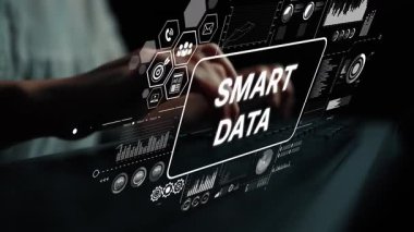 Modern Analitik ve İş Zekası Uygulamaları için Dijital Ekranda Akıllı Veri Görselleştirmesi yapılıyor. Asemptotik akıllı veri analitiği.