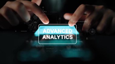 İş Zekası Uygulamaları için Dijital Arayüz ve Veri Görselleştirme Elemanlarıyla Gelişmiş Analitik Kavram. Asemptotik akıllı veri analitiği.