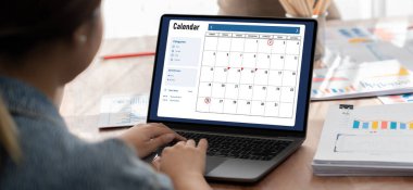 Kişisel organizatör ve çevrimiçi iş dünyası için hızlı zamanlama planlaması için bilgisayar yazılım uygulaması takvimiName