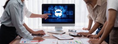 Chatbot yazılım uygulaması canlı çevrimiçi iş için otomatik olarak müşteri sorularına cevap verir