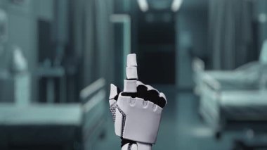 İnsan anatomisine tıklayarak tıbbi verilere ya da teşhislere ulaşın. Semptomu analiz ederken X ışını hologramında robot el kontrolü. Sağlıklı..