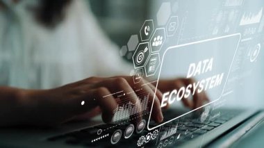 Bilgisayarda Elle Yazma Veri Ekosistemi Teknoloji ve İş Uygulamaları Görselleştirmesi ile. Asemptotik akıllı veri analitiği.