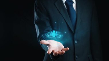 İş adamı ağ kurar, değerli bağlantılar kurar. Profesyonel ağı ve fırsatları genişletmek için etkili insan ağ oluşturma stratejileri UUID