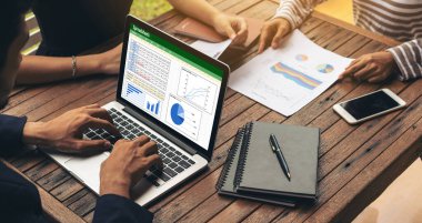 Spreadsheet document information financial startup concept. data and graphs in spreadsheet documents for online analysis project dashboard accounting digital snugly