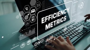 Modern Bilgisayar Arayüzü 'nde gösterilen Dijital Verimlilik Ölçümlerinin Detaylı Analizi. Asemptotik akıllı veri analitiği.