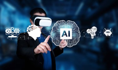 Sanal gerçeklik teknolojisini kullanan bir kişi, dijital ortamda insan yaratıcılığının ve ileri teknolojilerin kesişimini vurgulayan yapay zeka elemanlarıyla bağlantı kurar. XDMCP