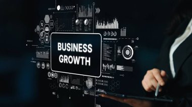 Veri Analizi Grafikleri ve Modern Teknoloji Temsili ile Profesyonel İş Büyüme Kavramı. Asemptotik akıllı veri analitiği.