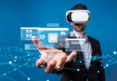 Yapay zeka mühendisliği, büyük veri ve yapay zeka makinesi kavramında yapay zeka beyin işlemcisiyle iş desteği için üretken yapay zeka kullanmayı öğrenen insan etkileşimi. EIDE