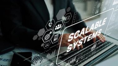 Teknoloji Çözümleri ve Yenilikler için Dijital Ölçeklenebilir Sistemler Arayüzü ile Profesyonel Dizüstü Bilgisayar Kullanımı. Asemptotik akıllı veri analitiği.