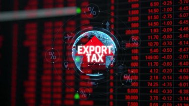 Ekonomik Değişiklikleri Sembolize eden Kırmızı Görseller ile Mali Veri Görünümü Üzerine Vergi Konseptini İhraç Et ve Ticarete Etki. Sevkiyat.