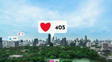 Sosyal medya simgeleri, sosyal ağ uygulama platformu üzerinden insanların karşılıklı bağlantılarını gösteriyor. Çevrimiçi toplum ve sosyal medya pazarlama stratejisi kavramı .