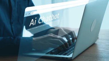 Yapay zeka sanal asistanı Chatbot ile yapay zeka konsepti ile insan etkileşimi, yapay zeka mühendisliği, LLM yapay zeka derin öğrenimi iş desteği için üretken yapay zeka kullanımı. Kullanıcı Kimliği