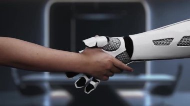 Bu video, insanlar ve robotlar arasındaki siber güvenliği ve teknolojideki yeniliği sembolize eden dijital bir kalkanla olan bağlantıyı gösteriyor. Auvana