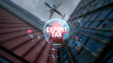 Çeşitli Simgeler ve Yüzdelik Sembollerle Küresel Ticarete Vergi Etkisinin Görsel Temsili. Sevkiyat.