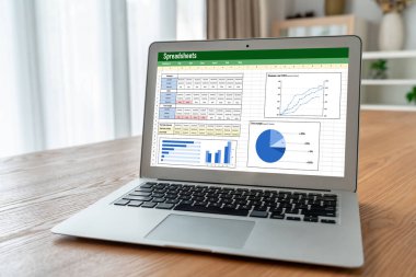 Spreadsheet document information financial startup concept. data and graphs in spreadsheet documents for online analysis project dashboard accounting digital snugly