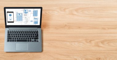 Model mobil uygulama ve web sitesi için UX UI tasarım süreci. Profesyonel uygulama geliştiricisi için kablo grafiğinin yaratıcı prototipi .