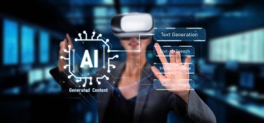 Sanal gerçeklik teçhizatında bir profesyonel yapay zeka içeriği sunar. Yüksek teknolojili çalışma ortamında metin üretimi ve konuşma metni de dahil. XDMCP