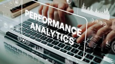 Dizüstü bilgisayarda Performans Analitik Örtüleri Veri Görselleştirme ve Dijital Öngörüler. Asemptotik akıllı veri analitiği.
