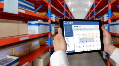 Calendar on computer software application for schedule planning for personal organizer and online business snugly