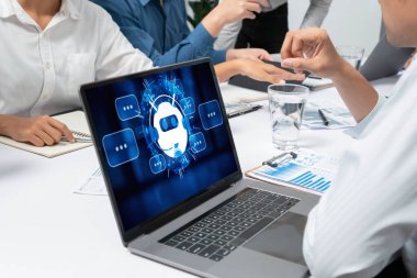 Chatbot yazılım uygulaması canlı çevrimiçi iş için otomatik olarak müşteri sorularına cevap verir