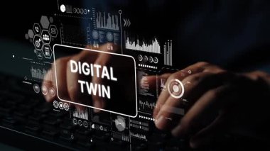 Bilgisayar ekranında Veri Görselleştirmesi ve Kullanıcı Etkileşimi ile Dijital İkiz Teknolojisinin Yenilikçi Kavramı. Asemptotik akıllı veri analitiği.