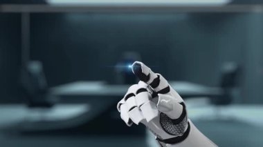 Fütürist bir robotik el, çevrimiçi mali işlemler ve dijital yeniliklerdeki teknoloji kavramını gösteren güvenli bir ödeme arayüzü ile etkileşim halindedir. Auvana