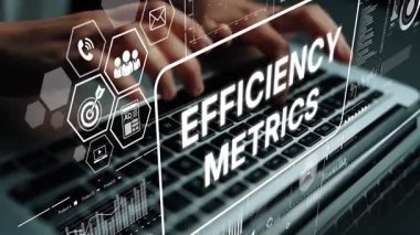 İş Performans Analizi ve Dijital Strateji Geliştirme için Verimlilik Ölçüleri ile Eller Dizüstü Bilgisayarda Yazılıyor. Asemptotik akıllı veri analitiği.