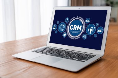 CRM işletme ve işletme için modern bilgisayarda müşteri ilişkileri yönetim sistemi