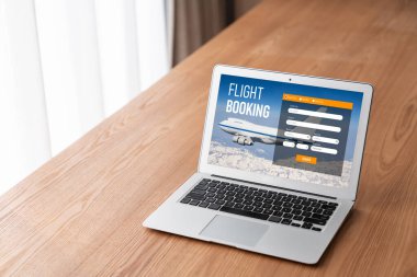 Online uçuş rezervasyon sitesi mod rezervasyon sistemi sağlar. Seyahat teknolojisi kavramı .