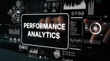 Modern Çalışma Alanında Veri Görselleştirme ve Veri Yönetimi Araçlarıyla Yüksek Teknoloji Performans Analiz Kontrol Paneli. Asemptotik akıllı veri analitiği.