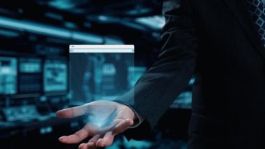 Bu resim yapay zeka analizlerine odaklanan gelişmiş bir dijital arayüzü içeriyor. Fütüristik tasarım veri görselleştirme yöntemlerini ve kullanıcı etkileşimlerini vurgular. Dörtgen