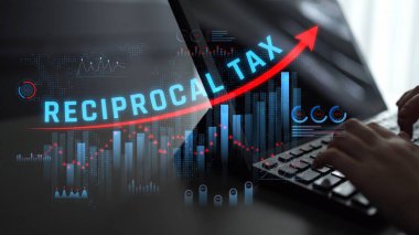 Laptop ekranından ortaya çıkan Veri Grafikleri ve Finansal Büyüme Göstergeleriyle Karşıt Vergi Konseptlerinin Görsel Temsili. Sevkiyat.