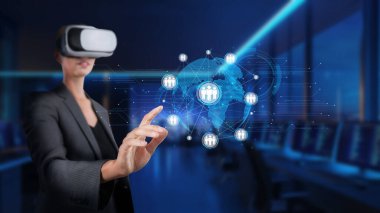 Sanal gerçeklik teknolojisini kullanarak modern dijital çalışma alanına kurulmuş, yenilik ve etkileşim gösteren küresel ağ ve iletişimi kullanan bir profesyonel. XDMCP