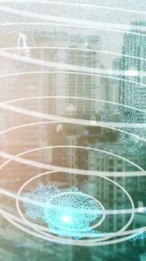 Gelecekteki bina inşaatı ve HUD hologram grafik tasarımı ile yaratıcı mühendislik projesi konsepti. İnşaat mühendisi, mimar ya da inşaat işçisi modern sivil teknoloji ile çalışıyor..