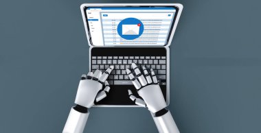 Email notification message showing on computer screen snugly. Digital marketing message information text from business to customer client 3D illustration