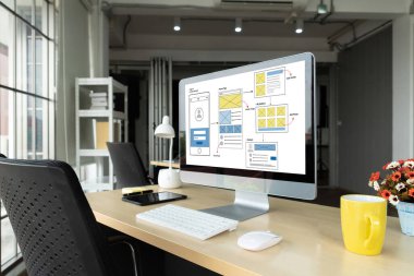 Model mobil uygulama ve web sitesi için UX UI tasarım süreci. Profesyonel uygulama geliştiricisi için kablo grafiğinin yaratıcı prototipi .