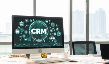 CRM işletme ve işletme için modern bilgisayarda müşteri ilişkileri yönetim sistemi