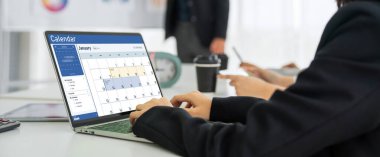 Calendar on computer software application for schedule planning for personal organizer and online business snugly