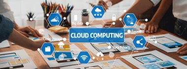 Cloud Computing Concepts and Technologies 'de Çağdaş İşletmeler için Dijital Çözümlere Odaklanan Çeşitli Kişilerle Ortak Çalışma Alanı. Dostluk