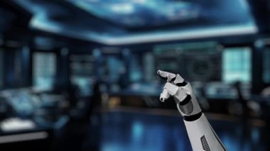 Fütürist bir robotik kol dijital bulut simgeleriyle uğraşır, veri transferini ve modern çalışma alanındaki teknolojik yeniliği sembolize eder. Teknolojiyle ilgili konular için mükemmel. Auvana