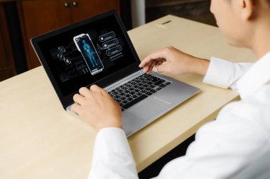 Tıp bilimi teknolojisi ve fütüristik sağlık sanal bilgisayar yazılımı insan sağlığını analiz ediyor ve doktor verileri ve tıbbi araştırmalar için hastalık teşhisi koyuyor. canlı