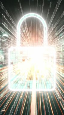 Siber güvenlik ve çevrimiçi veri koruması. Güvenli şifreleme yazılımıyla. Yeni bilgi çağındaki küresel eğilimleri değiştiren akıllı dijital dönüşüm ve teknoloji bozulması kavramı .