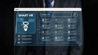 İnsan kaynakları yönetiminin dijital bir arayüzde sergilenen yapay zeka teknolojisinden yararlanan modern bir temsili, işe alım ve yetenek yönetiminin geleceğini gösteriyor. Dörtgen