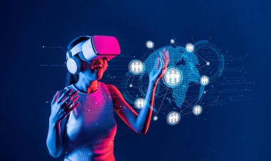 Bir kadın sanal gerçeklik ağını deneyimleyerek, dünyanın dört bir yanındaki bireyleri dijital ortamda birbirine bağlayan teknoloji ve iletişimin füzyonunu sergiliyor. XDMCP