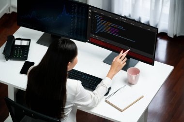 Uygulama ve program kodlaması için bilgisayar ekranında yazılım geliştirme programlama