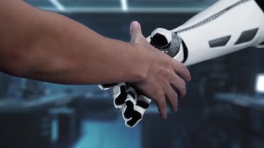 Bu video, yenilikçi teknolojiler ve sürdürülebilirlik uygulamaları yoluyla net sıfır CO2 emisyonları elde etmeye odaklanmış dijital bir ortamda insanlar ve robotlar arasındaki işbirliğini tasvir etmektedir. Auvana