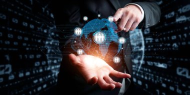 İş adamı ağ kurar, değerli bağlantılar kurar. EIDE profesyonel ağ ve fırsatları genişletmek için etkili insan ağ stratejileri